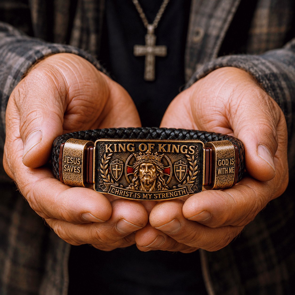 ✝️ Kongenes Kongers Trosarmbånd – Justerbart kristent armbånd i gave