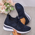 🔥Sista dagen-kampanj 50 % RABATT – Casual dammode, andningsbara korrigering sneakers med strassdekoration