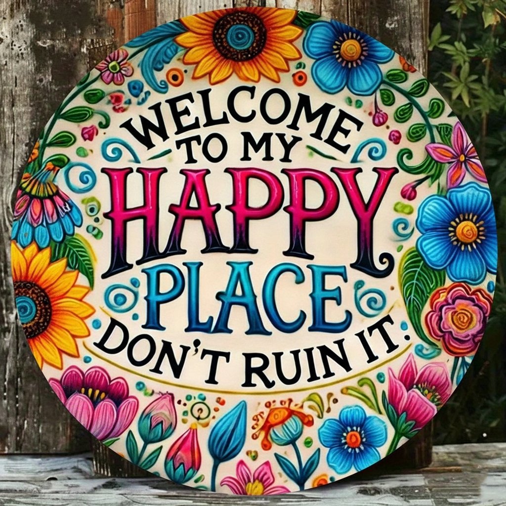 \xf0\x9f\x94\xa5Welcome to My Happy Place \xe2\x80\x93 Metal Wall Sign