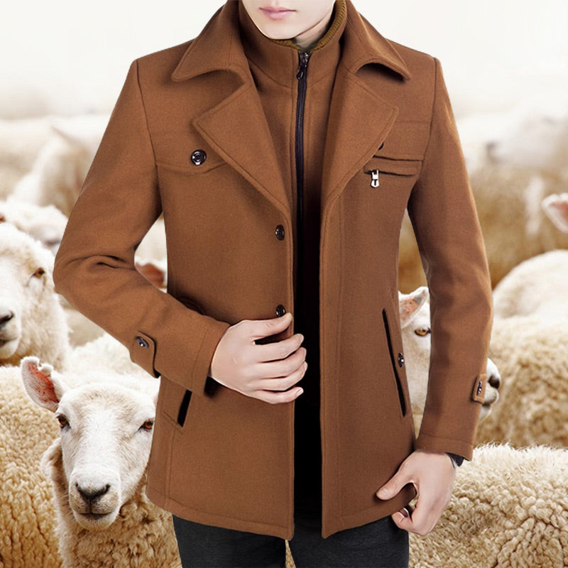 Vinterjackor för män Klassiska trenchcoats Långa trenchcoats för män Slim fit-överrockar Blandade ullvarma ytterkläder Vindjackor