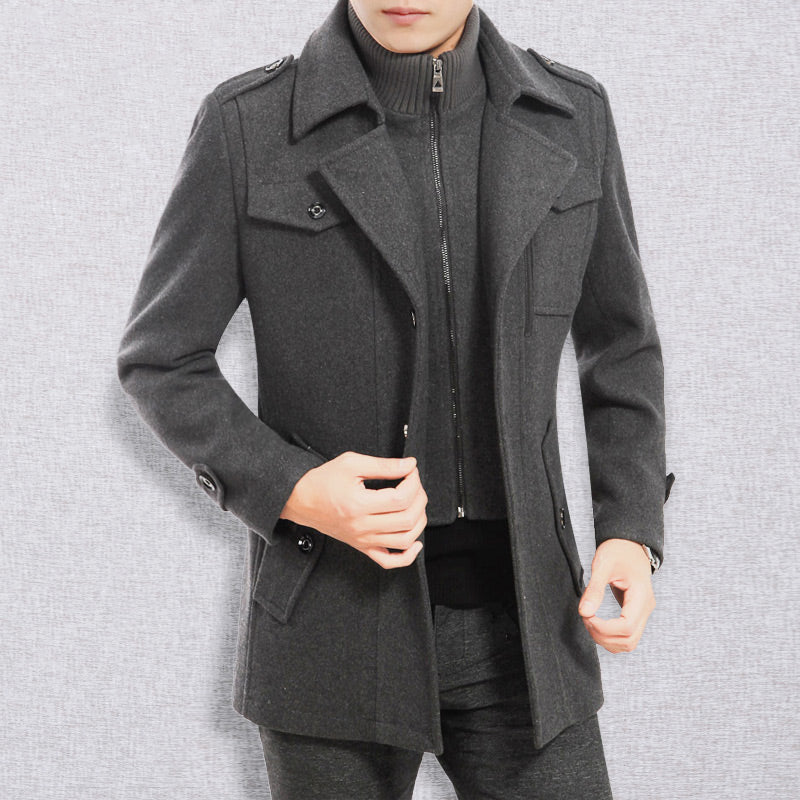 Vinterjackor för män Klassiska trenchcoats Långa trenchcoats för män Slim fit-överrockar Blandade ullvarma ytterkläder Vindjackor