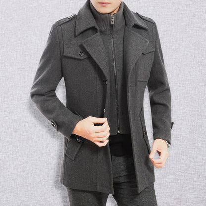 Vinterjackor för män Klassiska trenchcoats Långa trenchcoats för män Slim fit-överrockar Blandade ullvarma ytterkläder Vindjackor