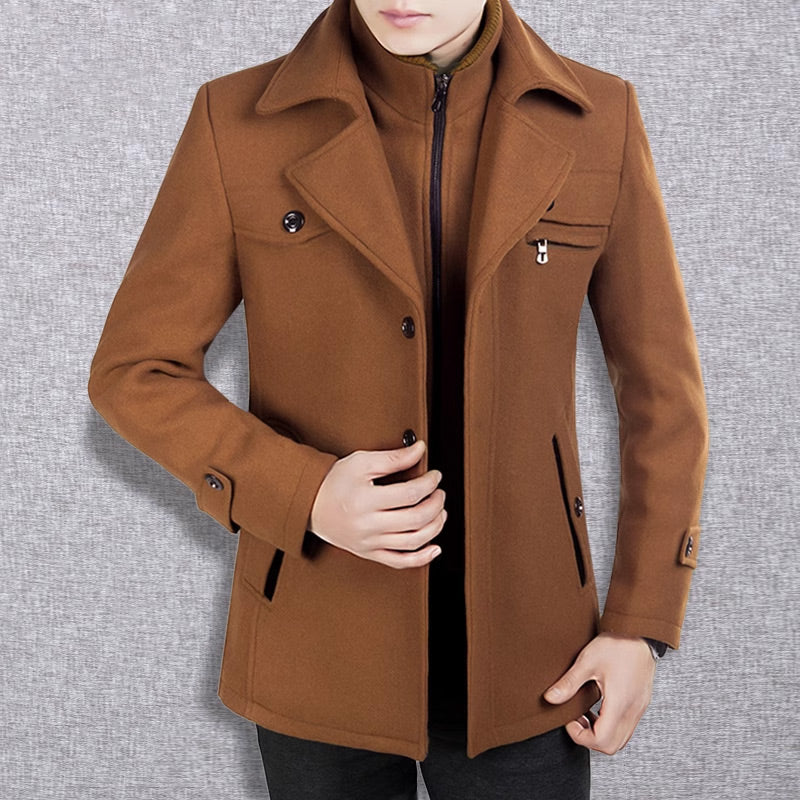 Vinterjackor för män Klassiska trenchcoats Långa trenchcoats för män Slim fit-överrockar Blandade ullvarma ytterkläder Vindjackor