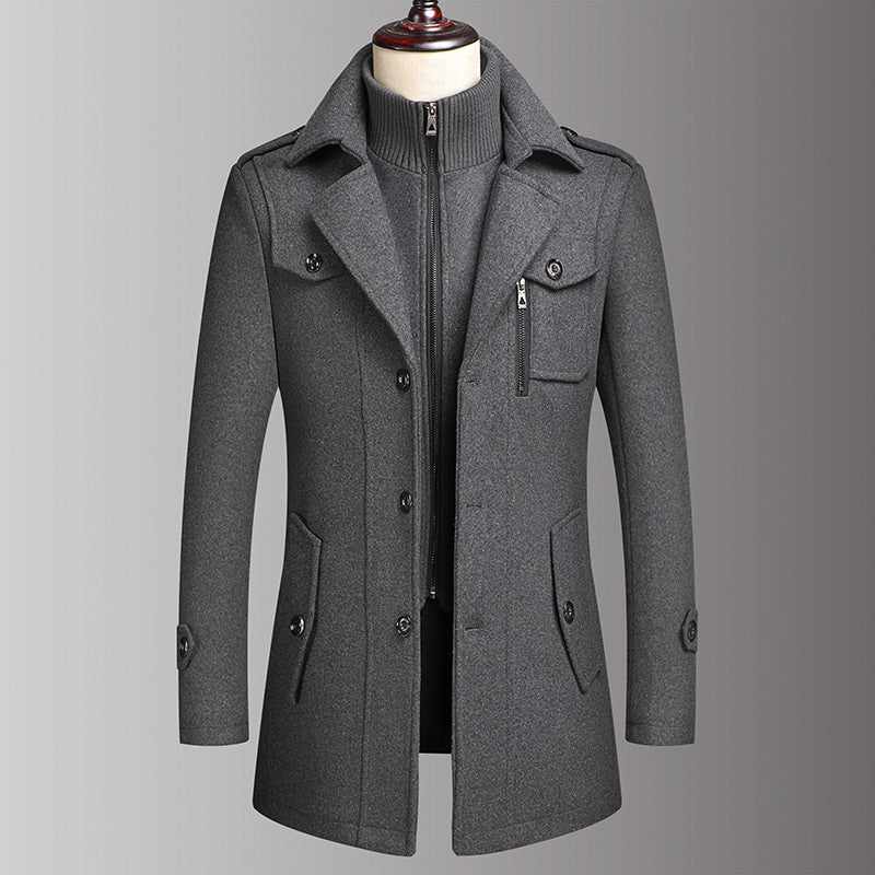 Vinterjackor för män Klassiska trenchcoats Långa trenchcoats för män Slim fit-överrockar Blandade ullvarma ytterkläder Vindjackor
