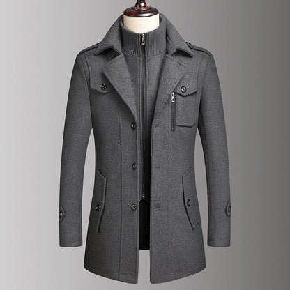 Vinterjackor för män Klassiska trenchcoats Långa trenchcoats för män Slim fit-överrockar Blandade ullvarma ytterkläder Vindjackor