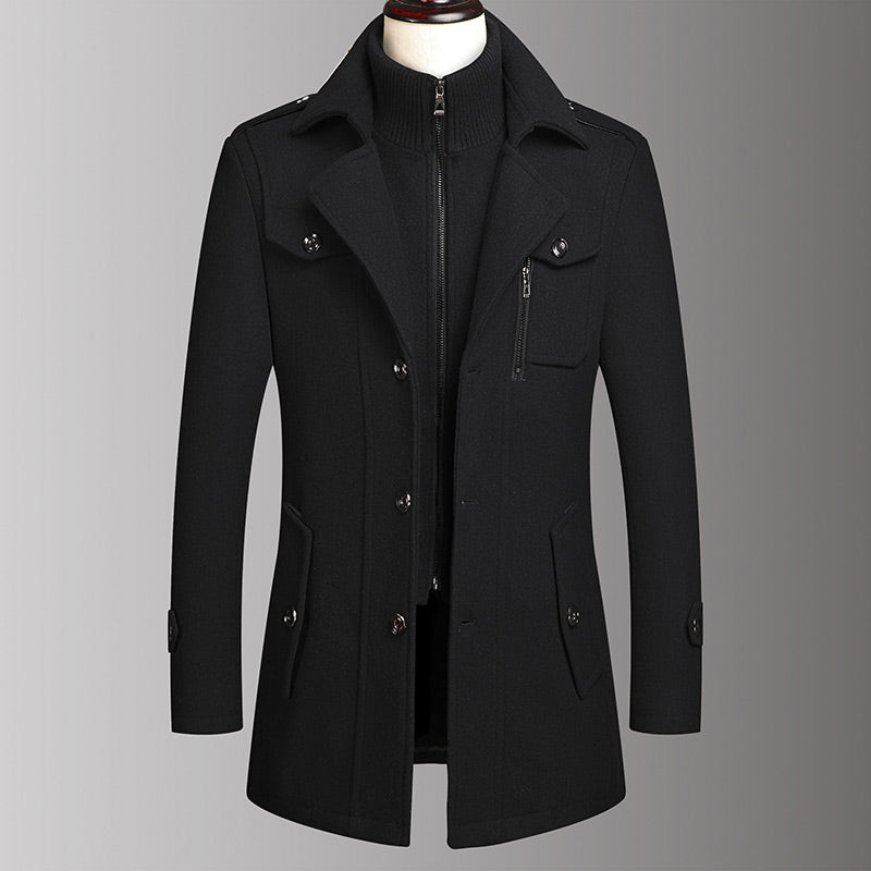 Vinterjackor för män Klassiska trenchcoats Långa trenchcoats för män Slim fit-överrockar Blandade ullvarma ytterkläder Vindjackor