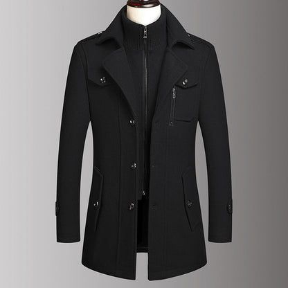 Vinterjackor för män Klassiska trenchcoats Långa trenchcoats för män Slim fit-överrockar Blandade ullvarma ytterkläder Vindjackor