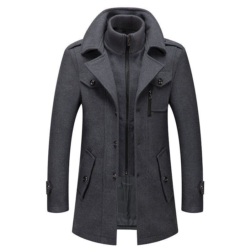 Vinterjackor för män Klassiska trenchcoats Långa trenchcoats för män Slim fit-överrockar Blandade ullvarma ytterkläder Vindjackor