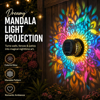 🌈 Mandala solcelledrevet vegglampe – Magisk uteplassnattstemning✨