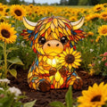 🌻Salg 49 % RABATT - 🐮Kreativ høylandsku med solsikke og LED-nattlys