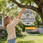 ✨Happy Place – Vintage metallskylt med iögonfallande motiv-✨3% rabattkupongkod - FEN3