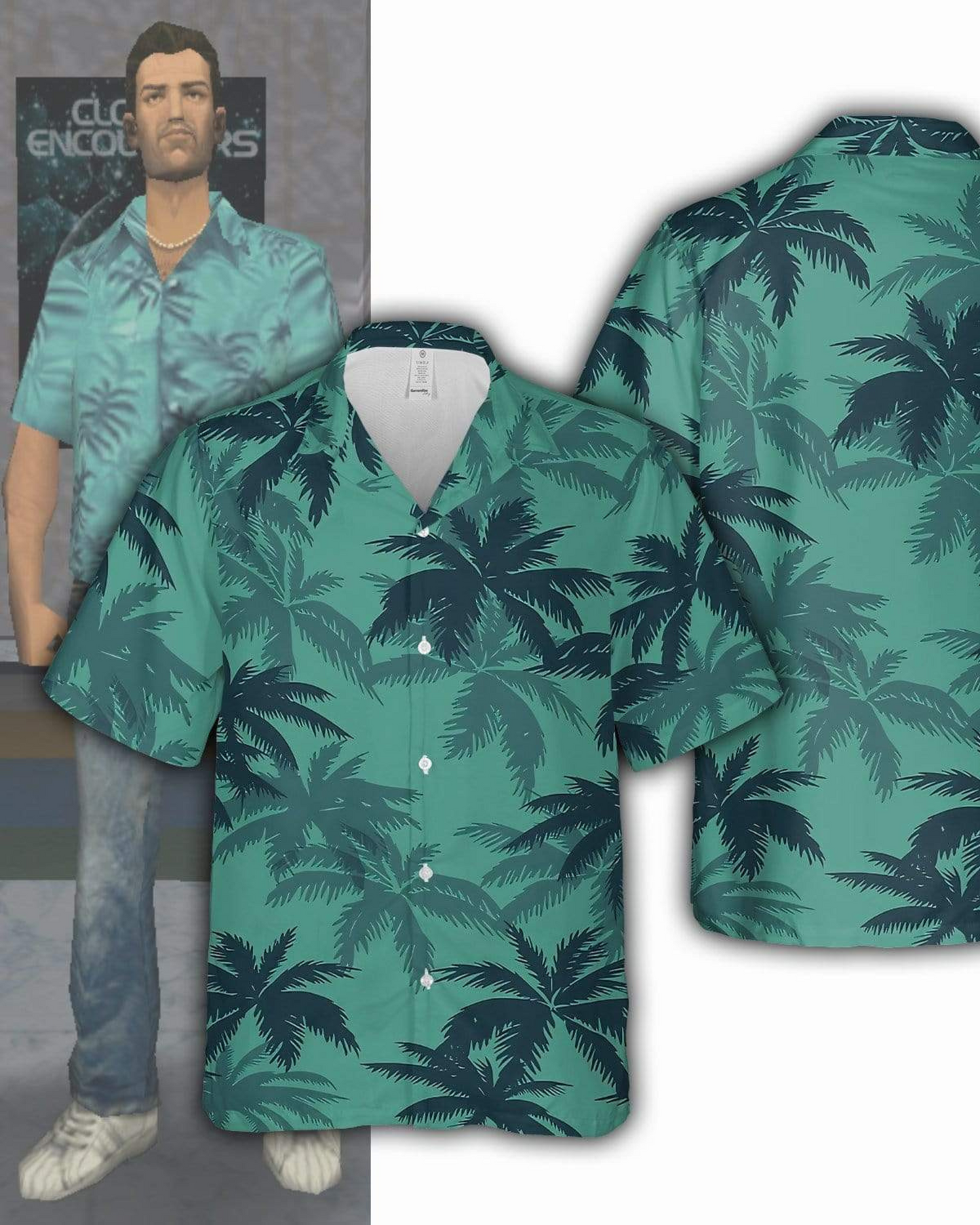 Hawaiianska strand korta ärmar