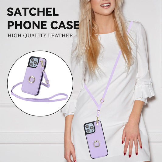 Snett bärbart mobilskal i läder med dragspel - Den perfekta kombinationen av stil och funktionalitet 📱✨