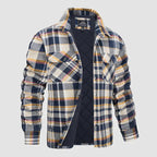 Flanellskjortjacka för män Långärmad quiltad fodrad rutig kappa Button down tjocka ytterkläder för vintern