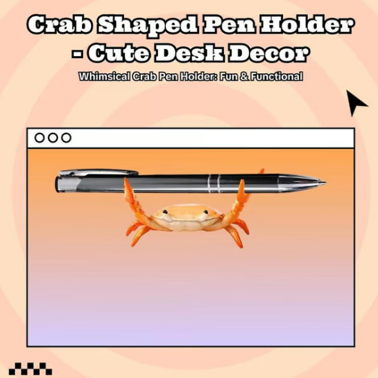 🔥2026 - 🦀 Søt krabbeformet penneholder