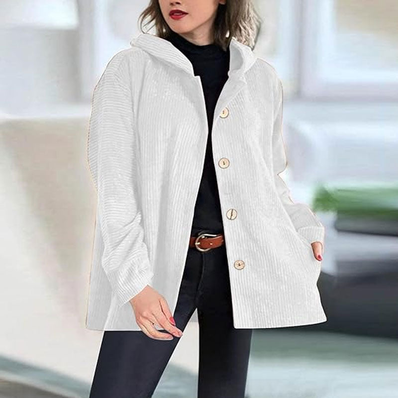 🍂 Casual jacka i sammet med huva för höste 🧥