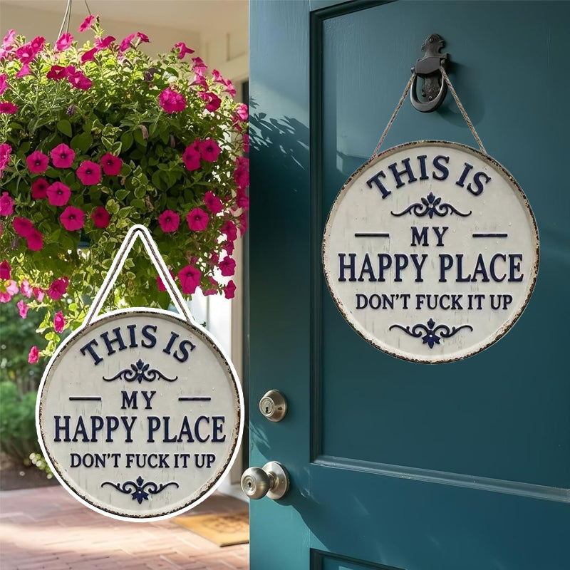 ✨Happy Place – Vintage metallskylt med iögonfallande motiv-✨3% rabattkupongkod - FEN3