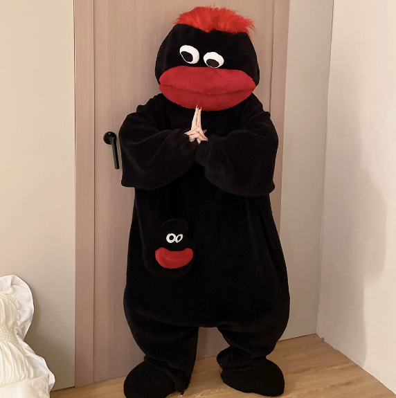 Morsom monster-fleecekappe med hette 🐸💤