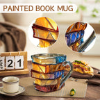 📚 3D-målad bokmugg – Unik glaskaffekopp för läsare och bokälskare🍵