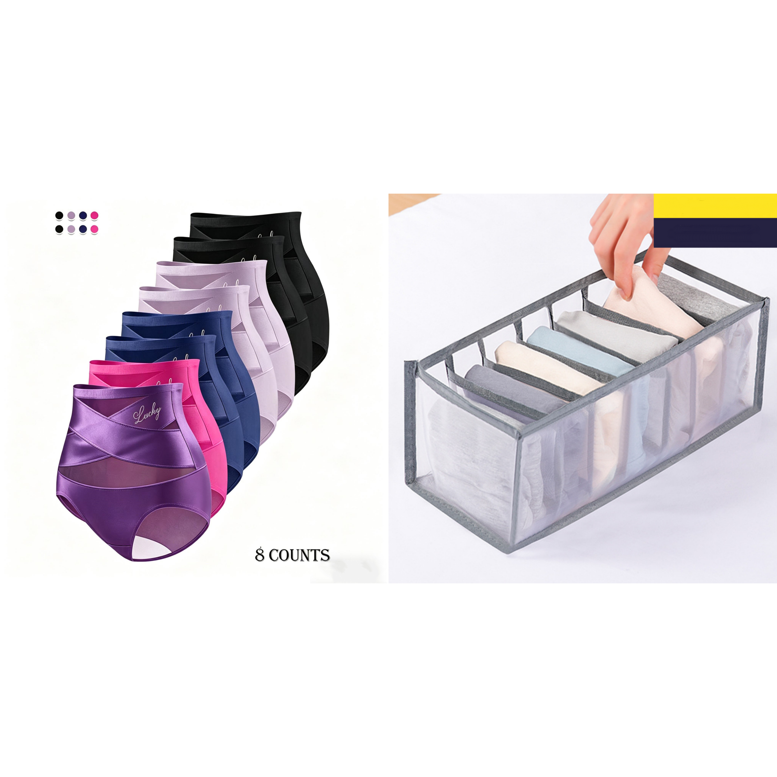 🌸Siste dag - Kjøp én, få tre gratis✨ Høylivede undertøy i store størrelser med kryssformet magekontroll