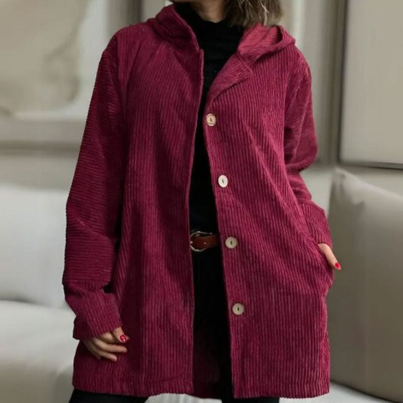 🍂 Casual jacka i sammet med huva för höste 🧥