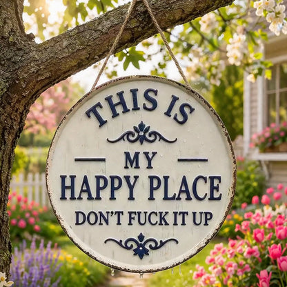 ✨Happy Place – Vintage metallskylt med iögonfallande motiv-✨3% rabattkupongkod - FEN3
