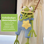 DIY-virkad axelväska med stor grodmun