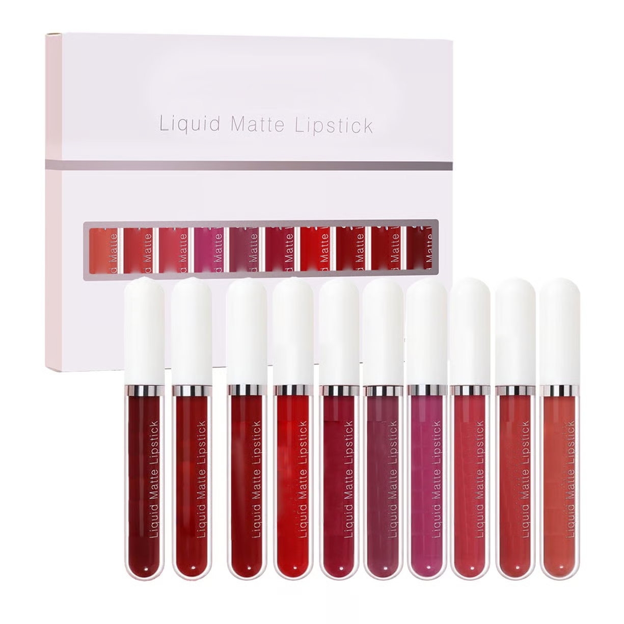 💝 💄 | 10-pack Matt Vattenfast Läppstiftsset – Vitamin E & Avtryckssäkert