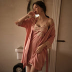 🔥🌹Specialerbjudanden för sommaren💕Sexigt nattlinne i fem delar av issilke för kvinnor