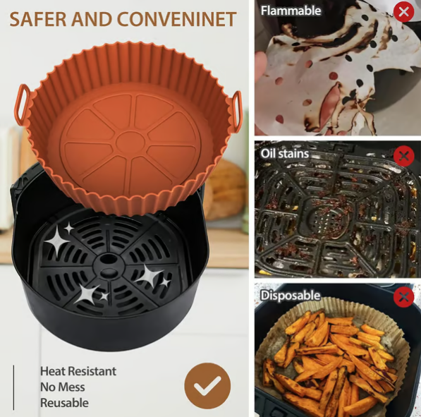 🔥Silikon stekebrett til airfryer🍟