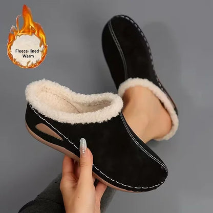 Komfortable slip-on loafers med ullfôr til dame