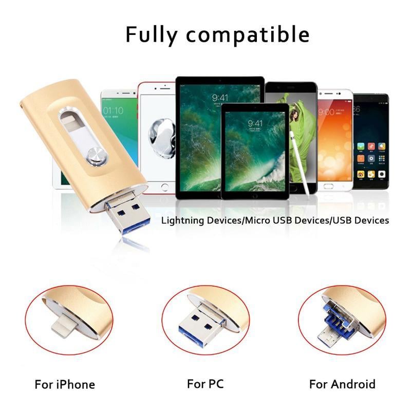⚡3-i-1-minne, bärbart höghastighets-USB 3.0-minne, OTG-minne med gratis typ-C-adapter för Android-telefoner/PC och fler enheter