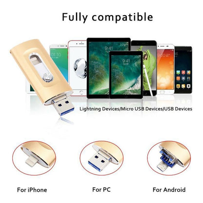 ⚡3-i-1-minne, bärbart höghastighets-USB 3.0-minne, OTG-minne med gratis typ-C-adapter för Android-telefoner/PC och fler enheter