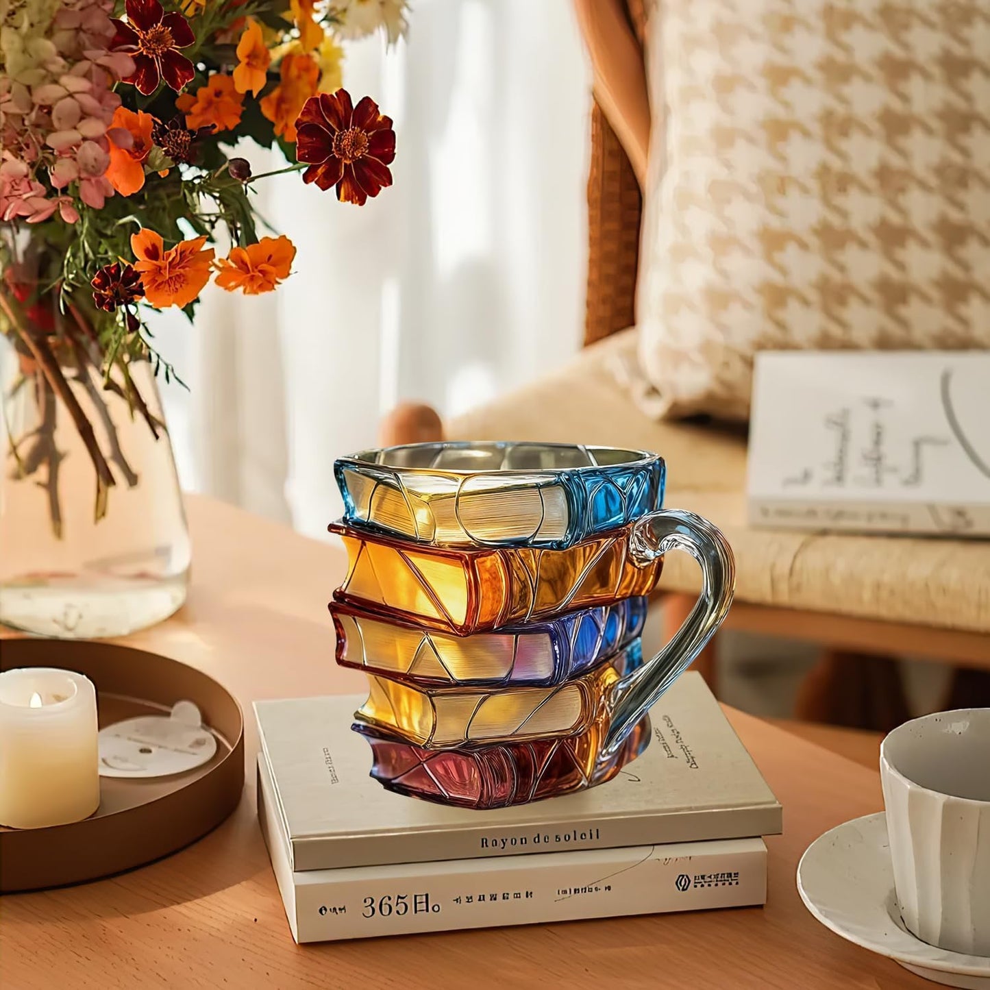 📚 3D-målad bokmugg – Unik glaskaffekopp för läsare och bokälskare🍵