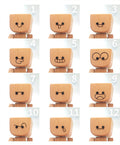 Charmante kleine Holzfigur, die mit 12 magnetischen Ausdr\xc3\xbccken schwankt - 1 St\xc3\xbcck / Enth\xc3\xa4lt 12 Gesichter