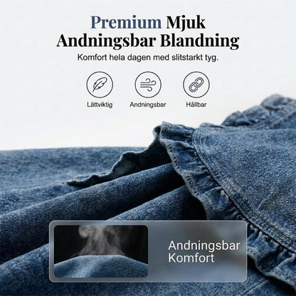 🧥 50 % RABATT NÅ! 🌸 Damedongerijakke med rysjer og åpen front – Lett og feminin – Allsidig og elegant 👗