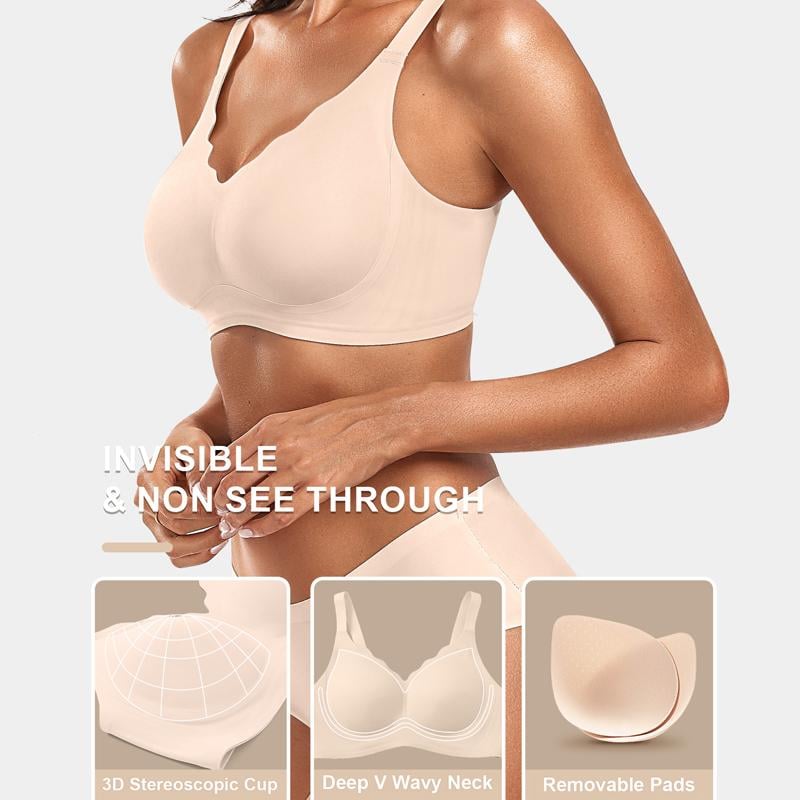💖Sömlös Push-up-bh Med Vågig Kant