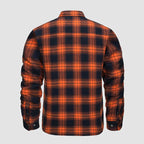 Flanellskjortjacka för män Långärmad quiltad fodrad rutig kappa Button down tjocka ytterkläder för vintern