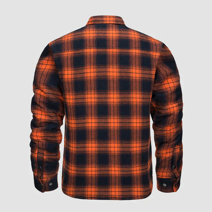 Flanellskjortjacka för män Långärmad quiltad fodrad rutig kappa Button down tjocka ytterkläder för vintern