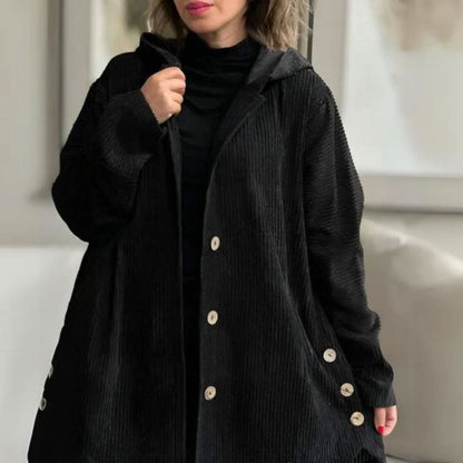 🍂 Casual jacka i sammet med huva för höste 🧥