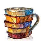 📚 3D-målad bokmugg – Unik glaskaffekopp för läsare och bokälskare🍵