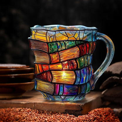 📚 3D-målad bokmugg – Unik glaskaffekopp för läsare och bokälskare🍵