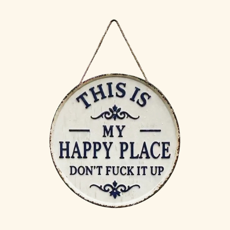 ✨Happy Place – Vintage metallskylt med iögonfallande motiv-✨3% rabattkupongkod - FEN3