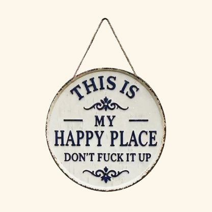 ✨Happy Place – Vintage metallskylt med iögonfallande motiv-✨3% rabattkupongkod - FEN3