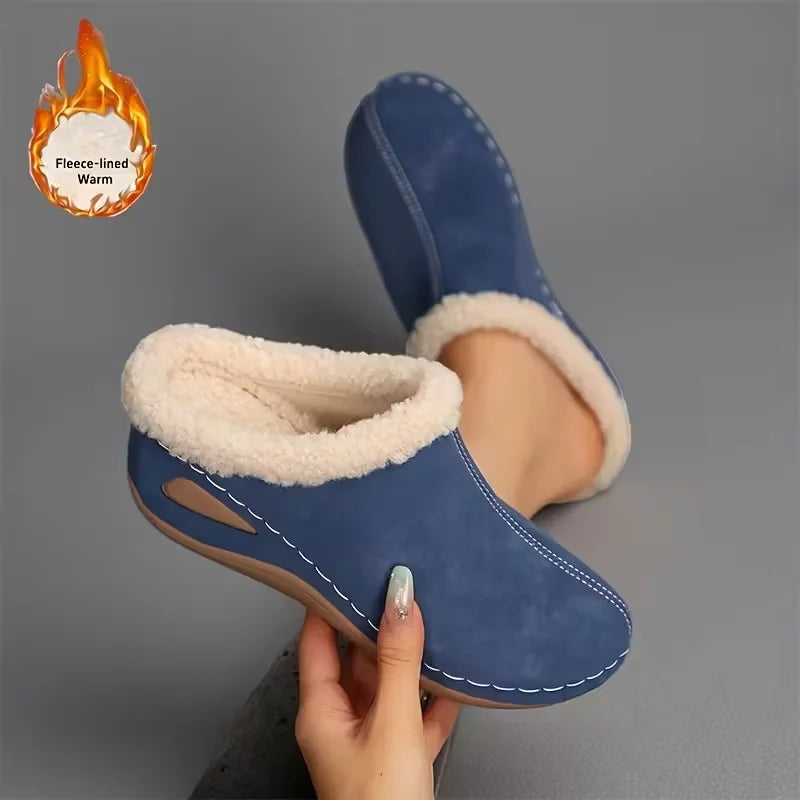 Komfortable slip-on loafers med ullfôr til dame