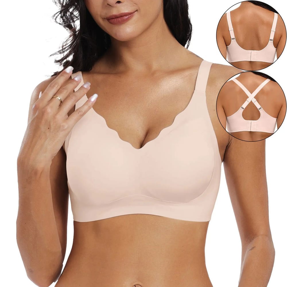 💖Sömlös Push-up-bh Med Vågig Kant