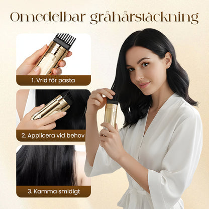 💇‍♀️ KÖP 2 FÅ 1 GRATIS! ✨ 2-i-1 Hårfärgningskam för Grått Hår - Snabb och Naturlig Täckning, Skonsam Formel för Användning Hemma 🌿📦