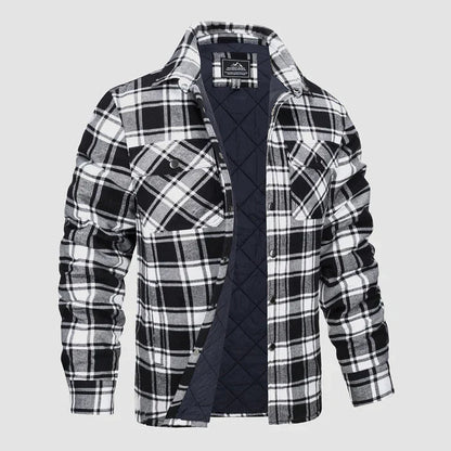 Flanellskjortjacka för män Långärmad quiltad fodrad rutig kappa Button down tjocka ytterkläder för vintern