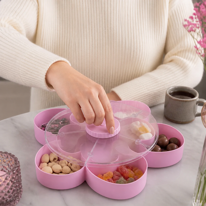 Roterende snackbrett med rom – Roterende serveringsfat for snacks og søtsaker