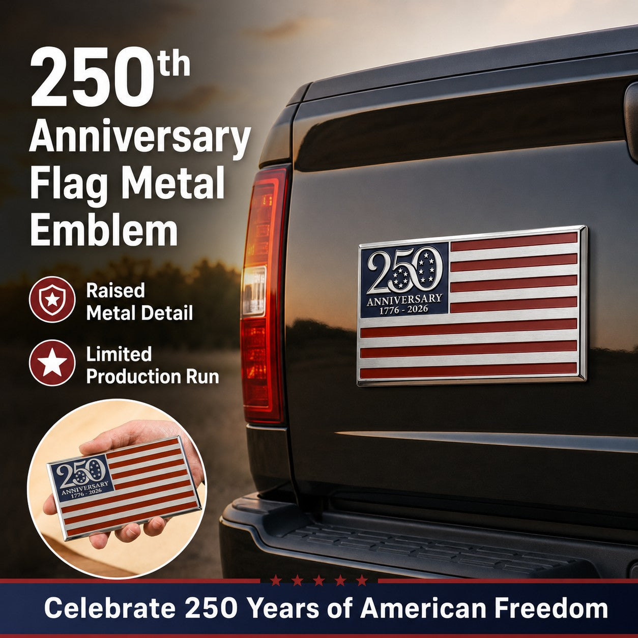 ★250-årsjubileumsflaggemblem i metall★